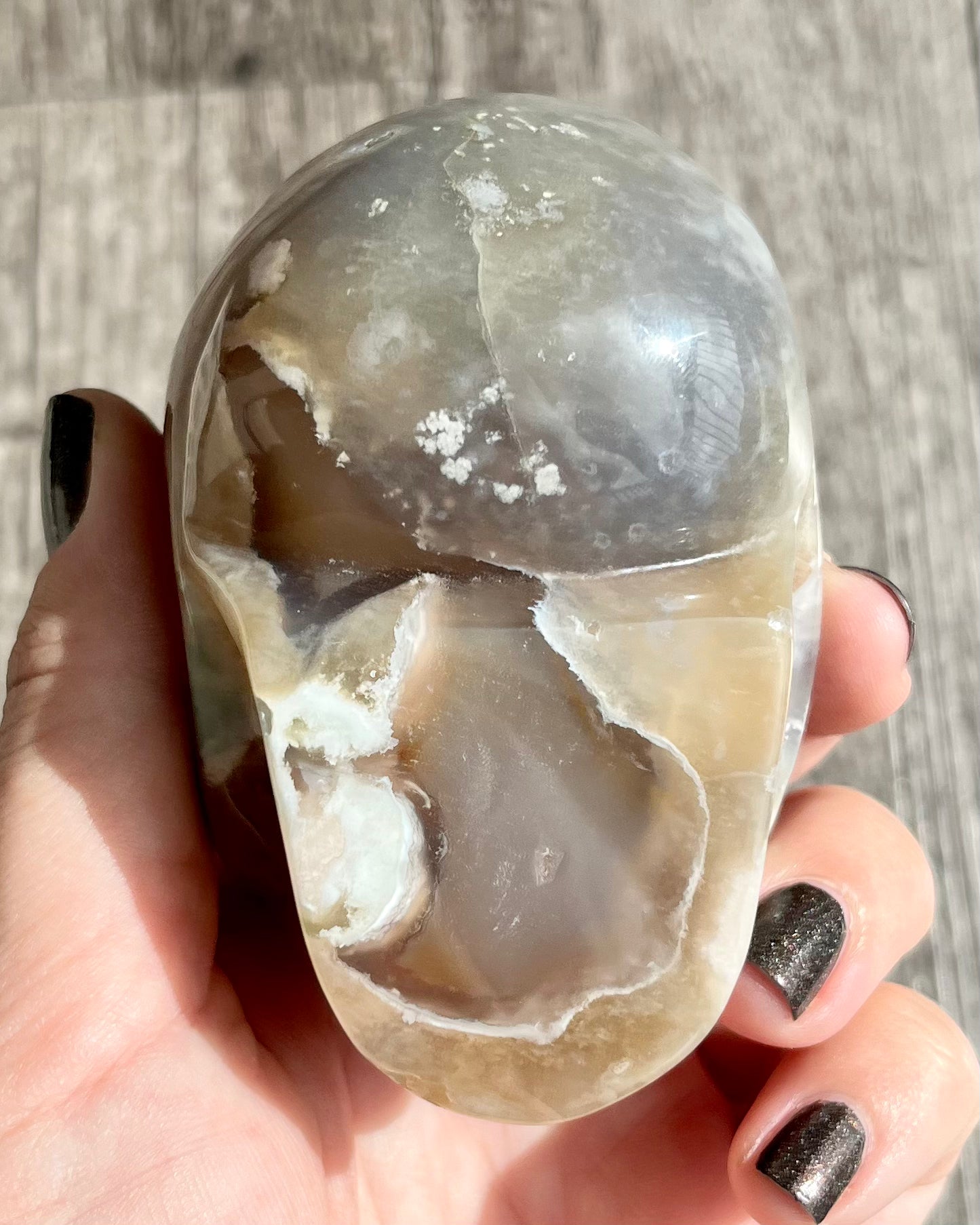 Flower Agate - Hand-Carved Skull & Cobra